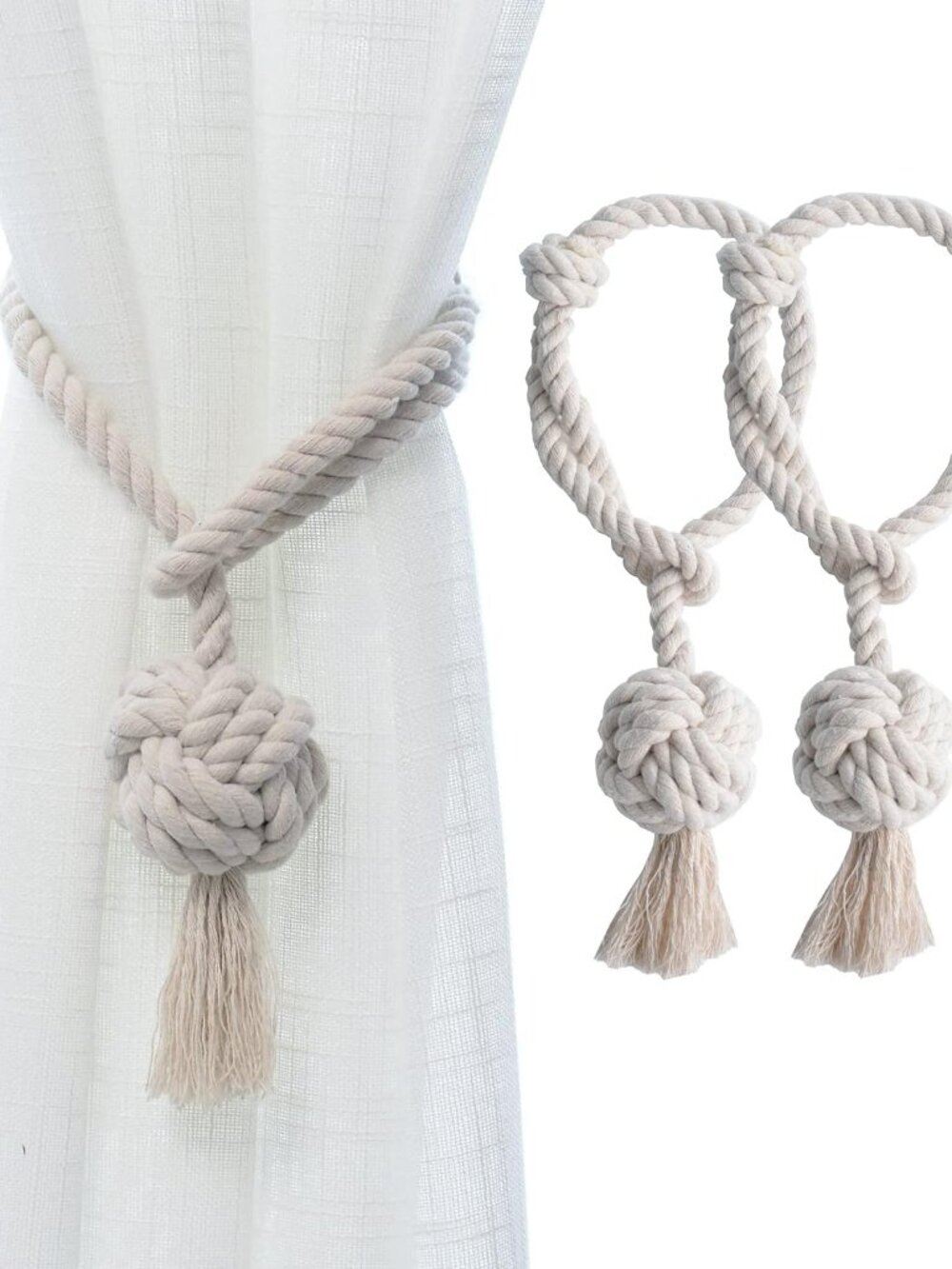 2 Pack Rustic Curtain Tiebacks - Outdoor Curtain Drapery Holdbacks Holders - Dec